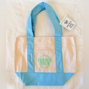 Trader Joe's Mini Pastel Canvas Tote Bag - Blue - Easter - Spring - Viral